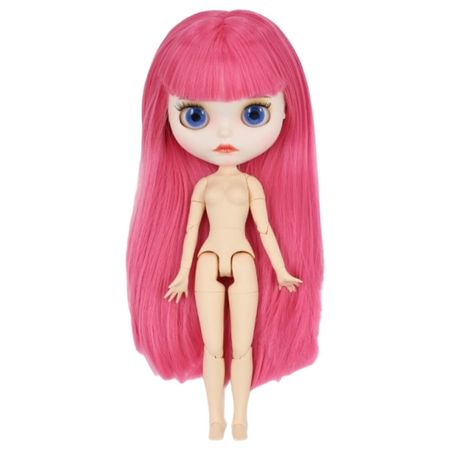Neo Blythe Doll with Pink Hair, White Skin, Matte Pouty Face & Factory Jointed Body