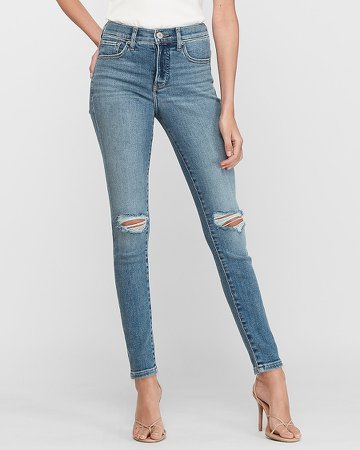 Mid Rise Ripped Skinny Jeans
