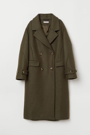 Double-breasted wool coat - Khaki green - Ladies | H&M