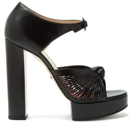 Crawford Knotted Platform Leather Sandals - Womens - Black