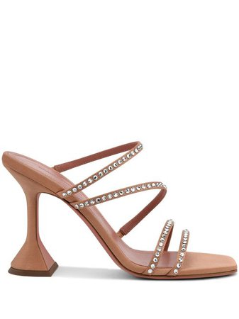 Shop Amina Muaddi Naima 95mm crystal-embellished sandals with Express Delivery - FARFETCH