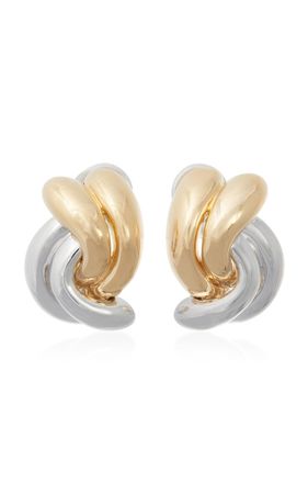 18k Yellow & White Gold Swirl Earring By Sidney Garber | Moda Operandi