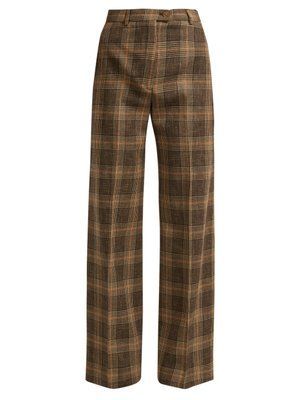 brown plaid trousers