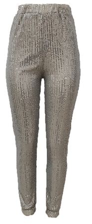 silver sequin joggers