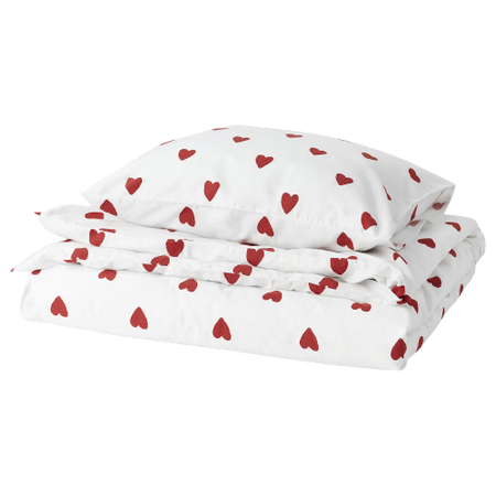 IKEA BARNDRÖM Duvet cover and pillowcase, heart pattern