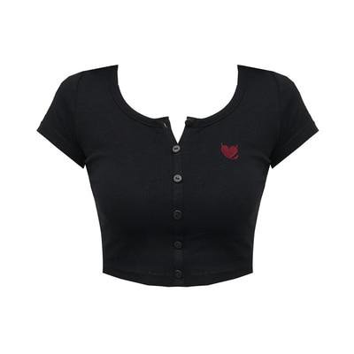 🔥 Goth Heart Embroidery Crop Top - $36.99 - Shoptery