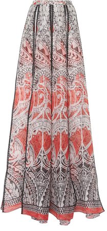 Zuhair Printed Silk-Organza Maxi Skirt