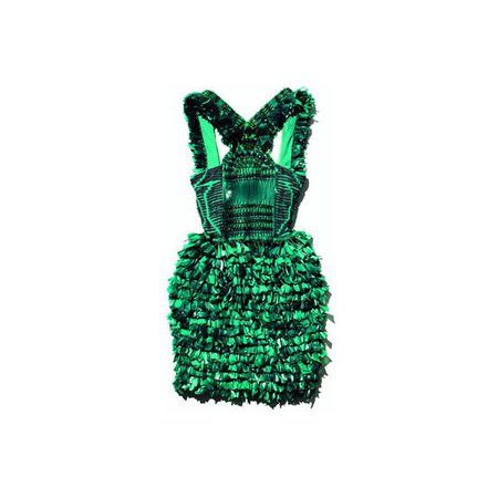 GUCCI Silk organza and georgette satin decollete dress found on Polyvore | Silk organza, Green satin dress, Gucci dress