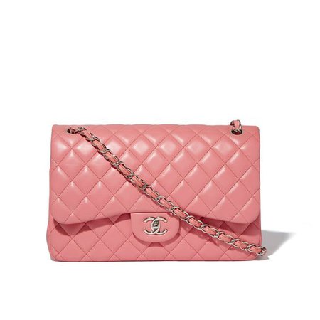 Chanel Classic Quilted Pink Jumbo In bubble-gum pink lambskin leather