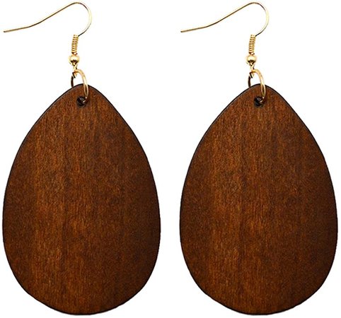 Amazon.com: SMALLLOVE Wooden Hoop Earrings for Women Girls Retro Black African Bohemian Wood Teardrop Geometric Lightweight Dangle Drop Earrings (Dark Brown): Clothing