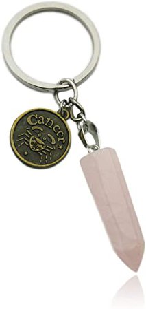Amazon.com: ZUOPIPI Zodiac Crystal Stone Keychain Natural Rose Stone/Red Agate/Aventurine Healing Crystal Keychain (cancer): Jewelry