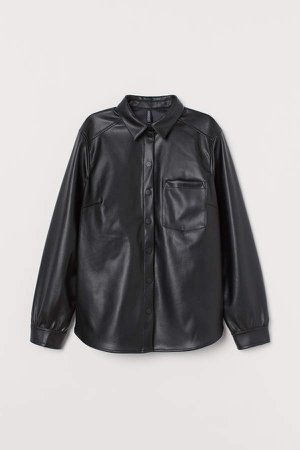 Faux Leather Shirt - Black