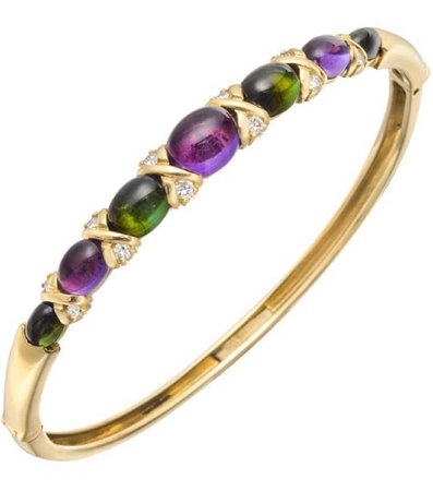 gold purple and green bracelet