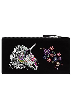 Sugar Skull Unicorn Black Pencil Case | Gifts & ware