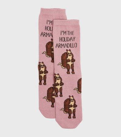 Mid Pink Friends Holiday Armadillo Christmas Socks | New Look