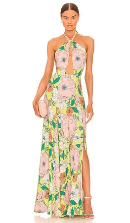 AFRM Zandra Maxi Dress in Spring Lime | REVOLVE