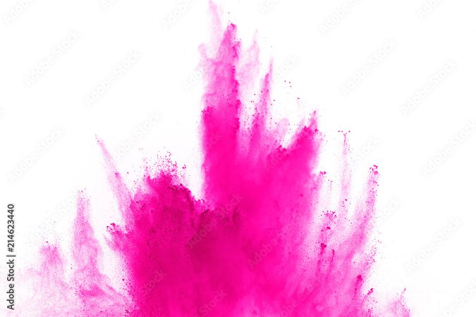 Pink powder explosion isolate on white background. Paint Holi. Stock Photo | Adobe Stock