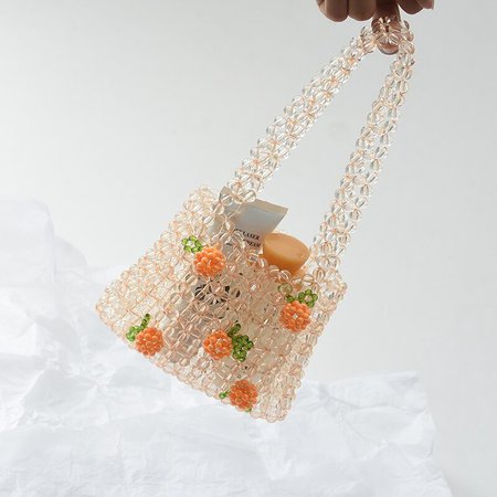 Retro Orange Soda Bag Clear Crystal Girl Beaded Woven Handbag For woman 2019 Handmade bags - AliExpress