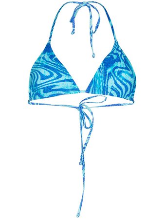 Shop Frankies Bikinis Tia abstract-print triangle bikini top with Express Delivery - FARFETCH