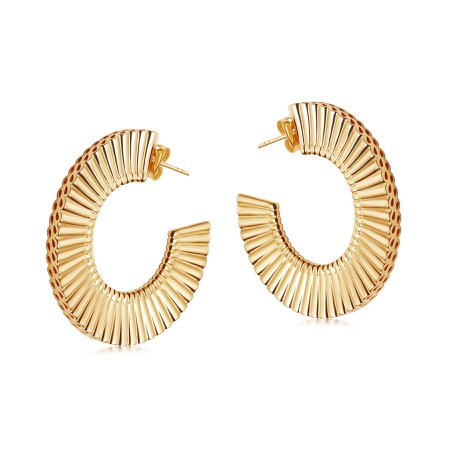 Gold Large Flat Frill Hoops | Missoma Limited
