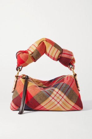 Pillow Small Tartan Wool-blend Flannel Tote - Red