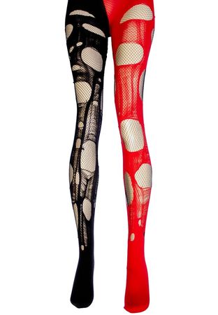 red and black torn tights