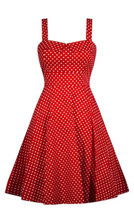 red and white polka dot dress