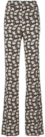 printed high-waisted trousers