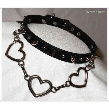 "Barbed Wired Love" (Black Spiked Heart Choker)