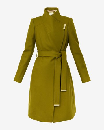 Midi wool wrap coat - Mid Green | Jackets and Coats | Ted Baker UK