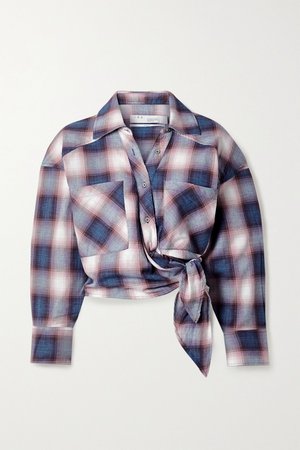 Blue Camde checked cotton-flannel wrap shirt | IRO | NET-A-PORTER