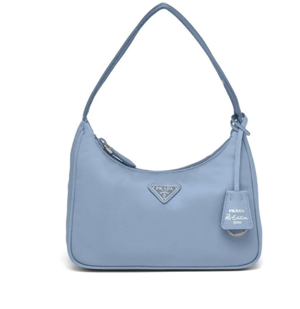 blue Prada bag