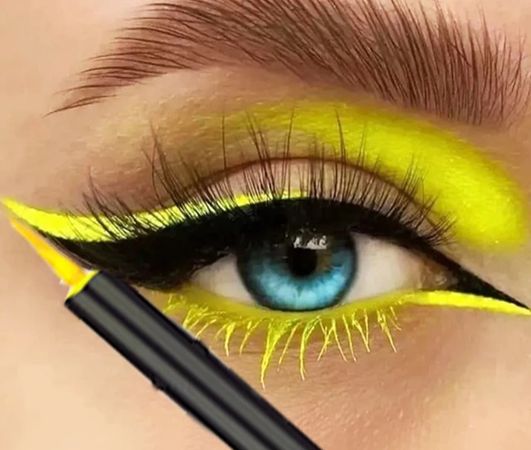 Black Mascara + Yellow Mascara + Black Eyeliner + Yellow Eyeliner