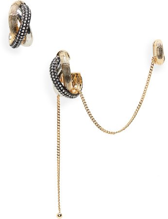 Greta Triple Hoop & Chain Ear Cuff & Earring Set