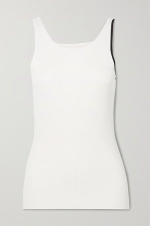Maggie Two-tone Ribbed-knit Tank - White