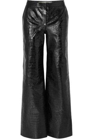 Off-White | Croc-effect leather wide-leg pants | NET-A-PORTER.COM