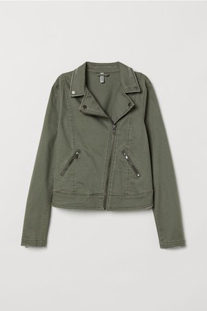 Twill Biker Jacket - Khaki green - Ladies | H&M US