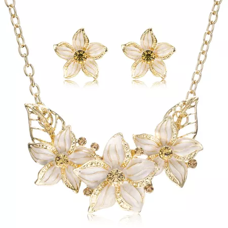 enamel flowers necklaces and earrings sets - Google Search