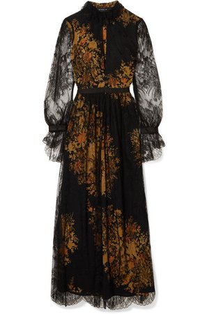 Etro | Floral-print lace and crepe maxi dress | NET-A-PORTER.COM