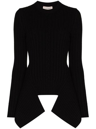 black asymmetrical sweater