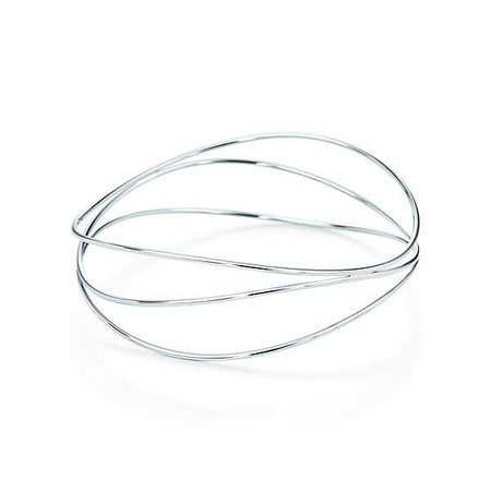 Elsa Peretti™ Wave three-row bangle in sterling silver, medium. | Tiffany & Co.