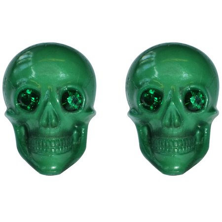 Tarina Tarantino Lucky Clover Green Skull Post Earrings
