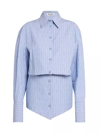 Shop The Attico Layered Cotton Mini Shirtdress | Saks Fifth Avenue