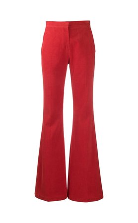red corduroy flare pants