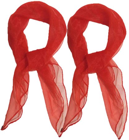 1950s Square Chiffon Scarf Sheer Square Neck Head Scarfs for Women, girls, ladies (red 2) at Amazon Women’s Clothing store:
