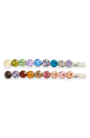 Tasha 2-Pack Rainbow Crystal Bobby Pins | Nordstrom