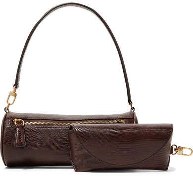 Suzy Lizard-effect Leather Tote - Brown