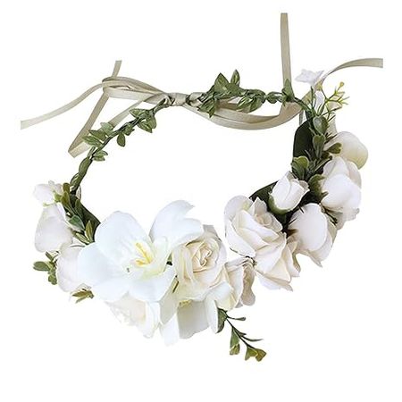 Amazon.com: YnimioAOX Handmade Adjustable Flower Wreath Headband Halo Floral Crown Garland Headpiece,A11-White : Clothing, Shoes & Jewelry