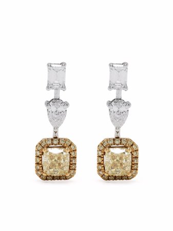 Monan 18kt White Gold Diamond Drop Earrings - Farfetch