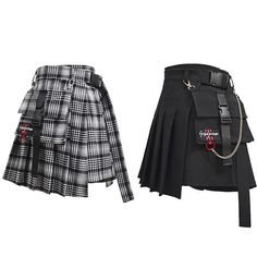 (1) Pinterest - Ulzzang black plaid skirt KF90116 | Skirts.